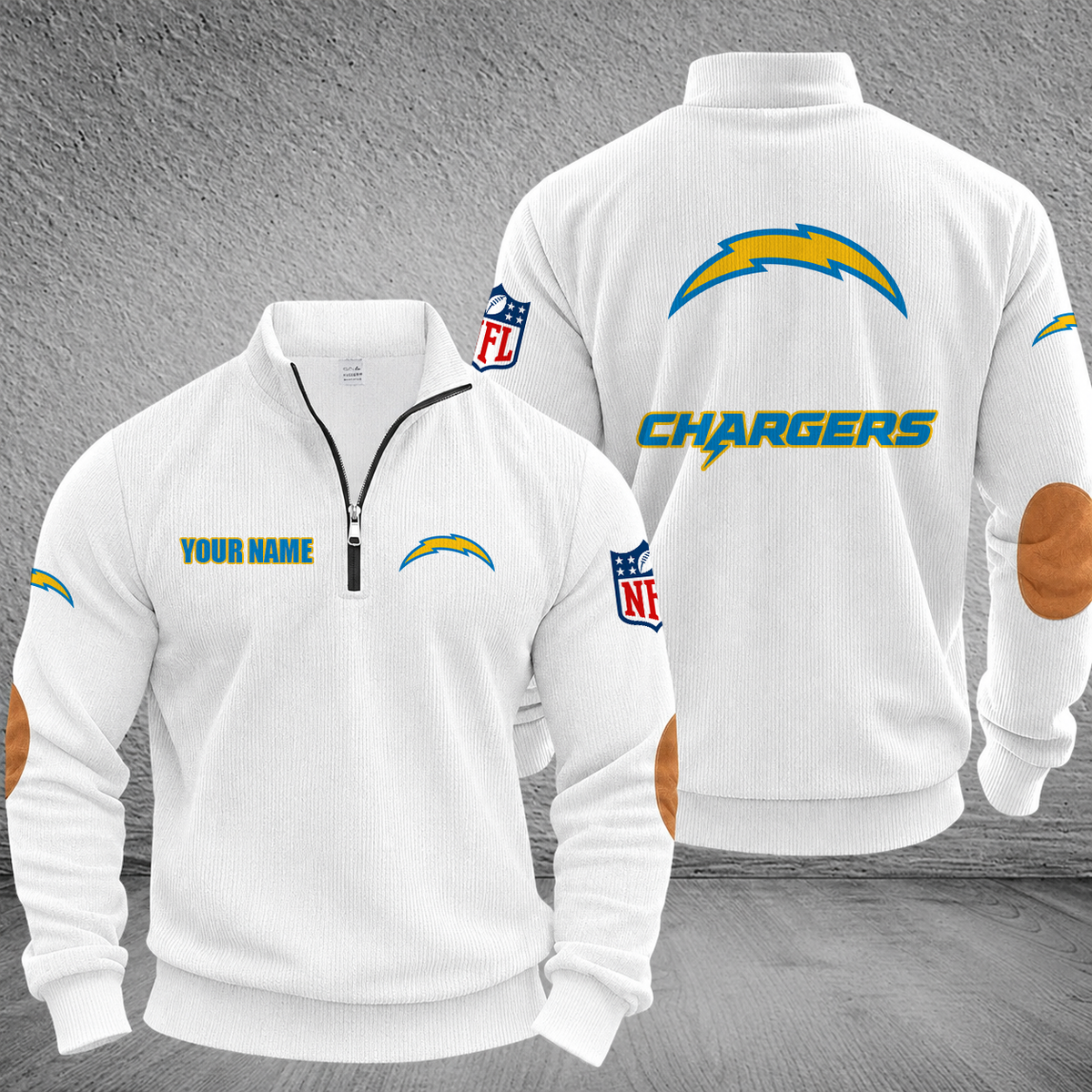 [SPECIAL OFFER] NEW CUSTOMIZED NFL09 LAC LOS ANGELES CHARGERS MULTICOLOR STRIPED QUATER ZIP SWEATSHIRT