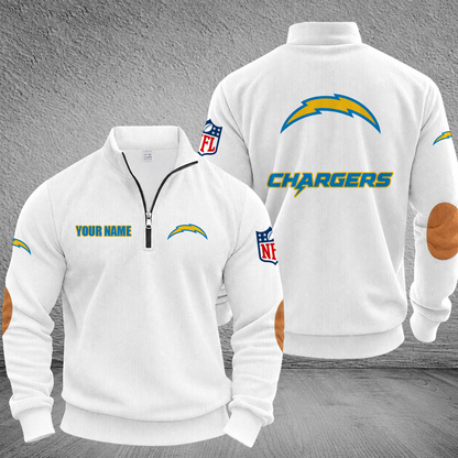 [SPECIAL OFFER] NEW CUSTOMIZED NFL09 LAC LOS ANGELES CHARGERS MULTICOLOR STRIPED QUATER ZIP SWEATSHIRT