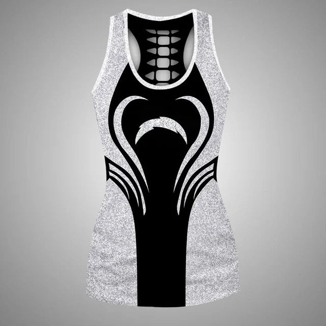 [SPECIAL OFFER] NEW CUSTOMIZED NFL09 LAC LOS ANGELES CHARGERS HOLLOW TANK TOP & LEGGINGS SET