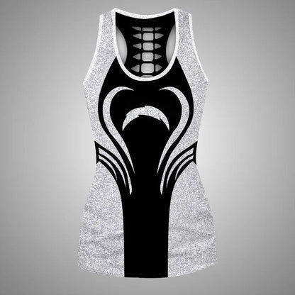 [SPECIAL OFFER] NEW CUSTOMIZED NFL09 LAC LOS ANGELES CHARGERS HOLLOW TANK TOP & LEGGINGS SET