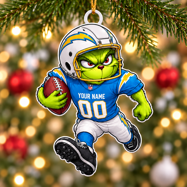 [SPECIAL OFFER] NEW CUSTOMIZED NFL09 LAC LOS ANGELES CHARGERS CHRISTMAS ACRYLIC ORNAMENT