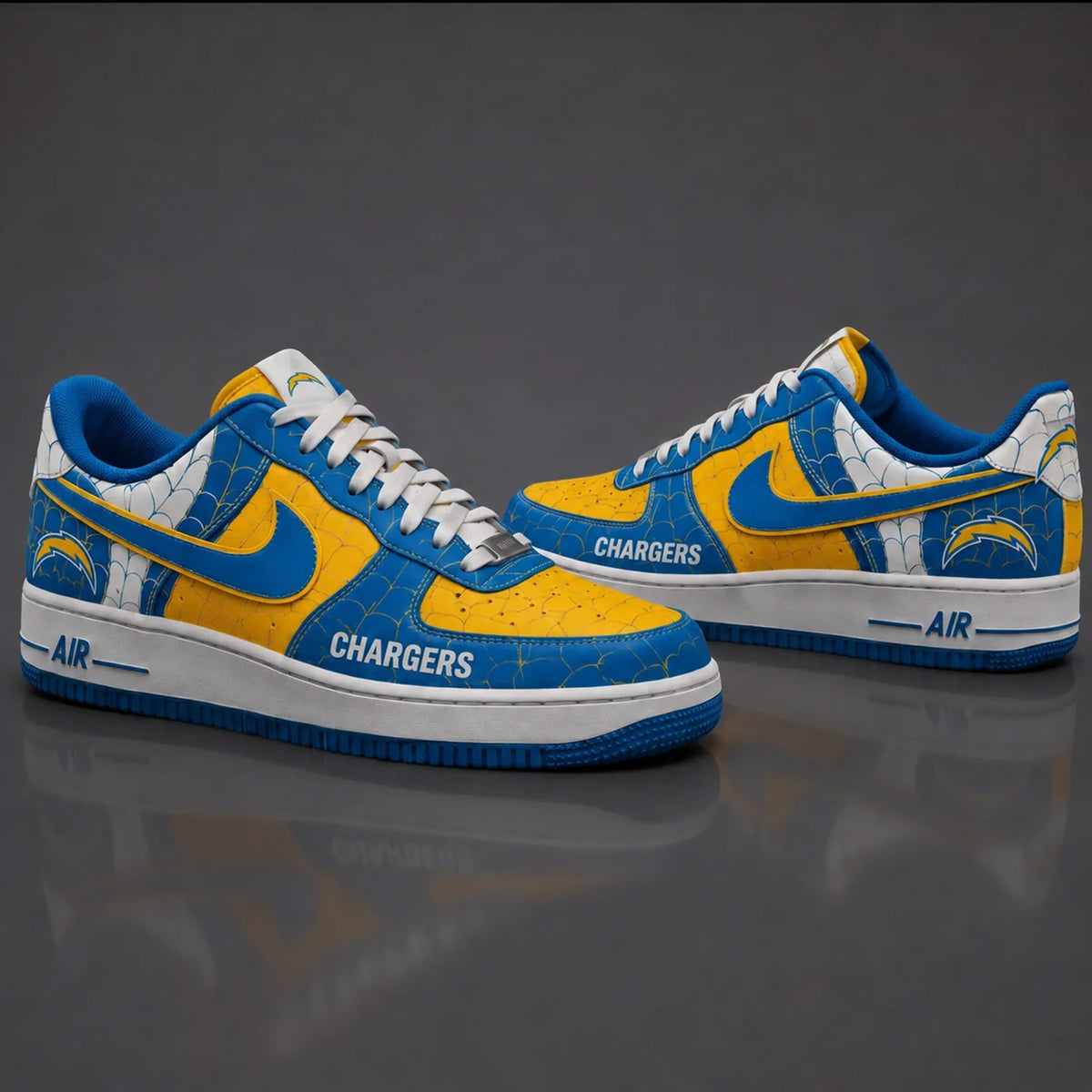[SPECIAL OFFER] NEW CUSTOMIZED NFL09 LAC LOS ANGELES CHARGERS x SPIDER AF1 SHOES