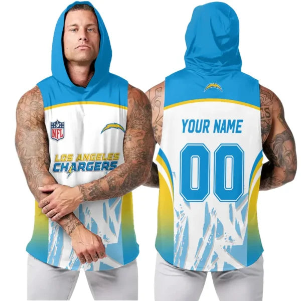 [SPECIAL OFFER] NEW CUSTOMIZED NFL09 LAC LOS ANGELES CHARGERS HOODED TANK TOP