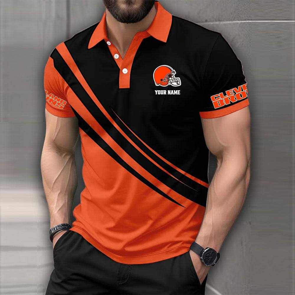 [SPECIAL OFFER] NEW CUSTOMIZED NFL29 CLB CLEVELAND BROWNS POLO SHIRT