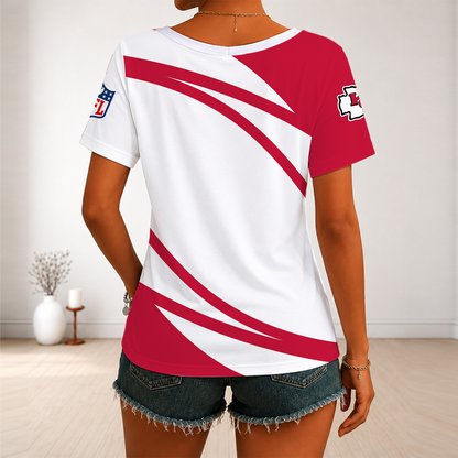 [SPECIAL OFFER] NEW CUSTOMIZED NFL01 KCC KANSAS CITY CHIEFS V-NECK FEMALE SHIRT