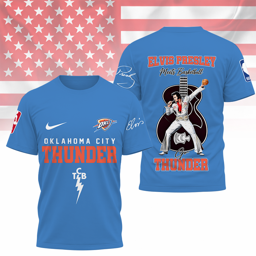[HOT DEAL] NEW CUSTOMIZED NBA01 OCT OKLAHOMA CITY THUNDER X ELVIS PRESLEY T-SHIRT, HOODIE, ZIP HOODIE