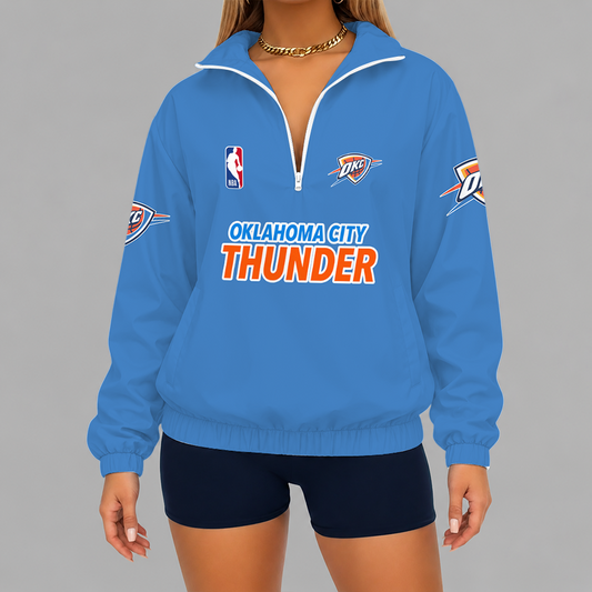 [HOT DEAL] NEW CUSTOMIZED NBA01 OCT OKLAHOMA CITY THUNDER V-NECK ZIPPER SWEATSHIRT JACKET