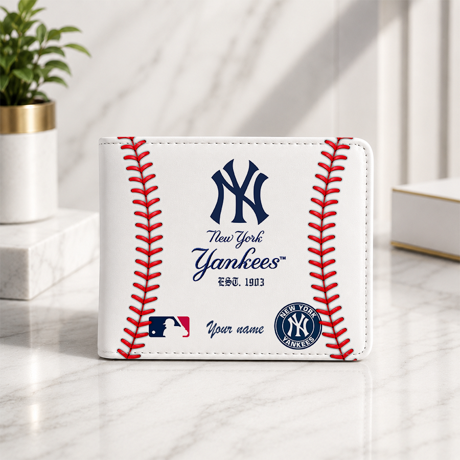 [FLASH SALE] NEW CUSTOMIZED MLB01 NYY NEW YORK YANKEES LEATHER WALLET