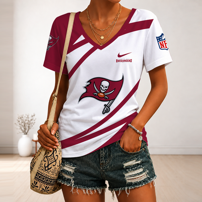 [SPECIAL OFFER] NEW CUSTOMIZED NFL10 TBB TAMPA BAY BUCCANEERS V-NECK FEMALE SHIRT