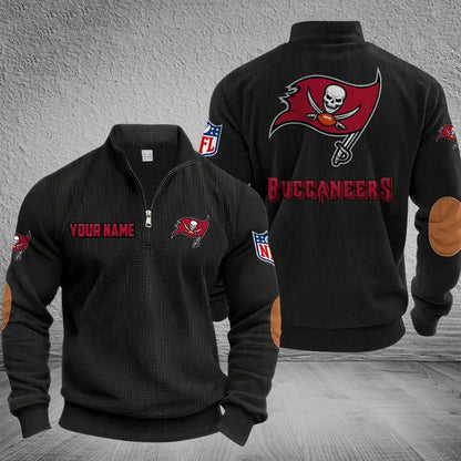 [SPECIAL OFFER] NEW CUSTOMIZED NFL10 TBB TAMPA BAY BUCCANEERS MULTICOLOR STRIPED QUATER ZIP SWEATSHIRT