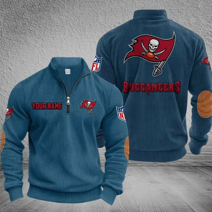 [SPECIAL OFFER] NEW CUSTOMIZED NFL10 TBB TAMPA BAY BUCCANEERS MULTICOLOR STRIPED QUATER ZIP SWEATSHIRT