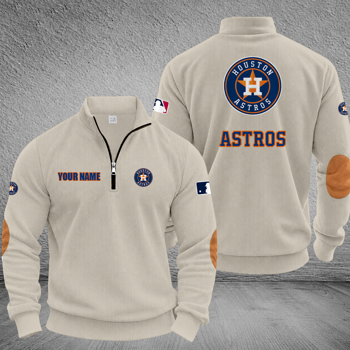 [FLASH SALE] NEW CUSTOMIZED MLB10 HAS HOUSTON ASTROS MULTICOLOR STRIPED QUATER ZIP SWEATSHIRT