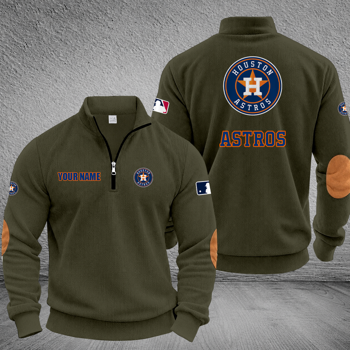 [FLASH SALE] NEW CUSTOMIZED MLB10 HAS HOUSTON ASTROS MULTICOLOR STRIPED QUATER ZIP SWEATSHIRT