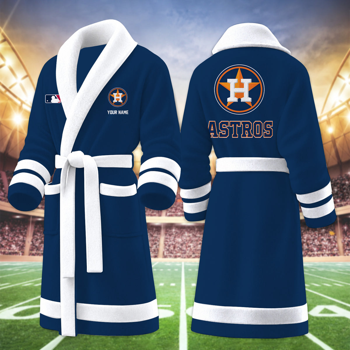 [FLASH SALE] NEW CUSTOMIZED MLB10 HAS HOUSTON ASTROS MULTICOLOR FLEECE BATHROBE