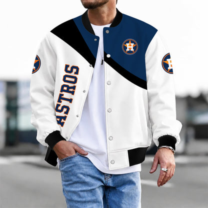 [FLASH SALE] NEW CUSTOMIZED MLB10 HAS HOUSTON ASTROS SATIN VARSITY & BASEBALL JACKET