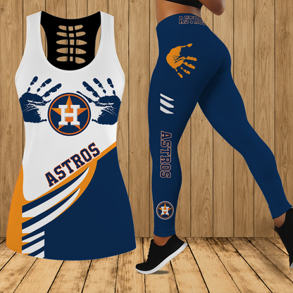 [FLASH SALE] NEW CUSTOMIZED MLB10 HAS HOUSTON ASTROS HOLLOW TANK TOP & LEGGINGS SET