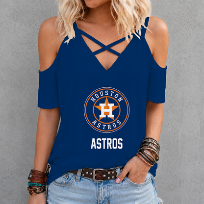 [FLASH SALE] NEW CUSTOMIZED MLB10 HAS HOUSTON ASTROS CROSS V-NECK TOP