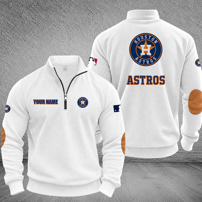 [FLASH SALE] NEW CUSTOMIZED MLB10 HAS HOUSTON ASTROS MULTICOLOR STRIPED QUATER ZIP SWEATSHIRT