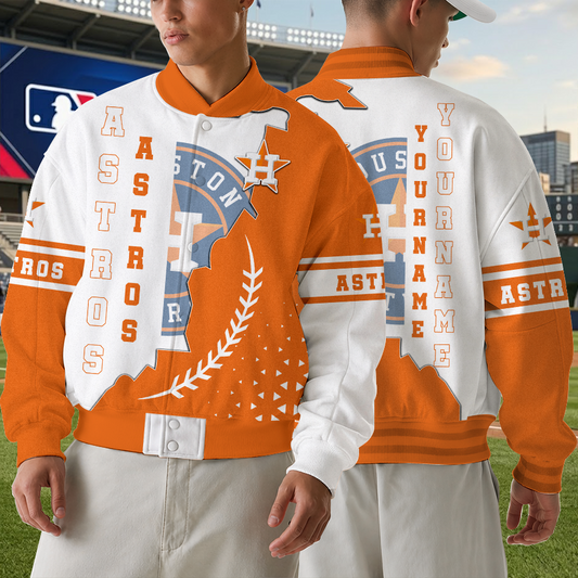 [FLASH SALE] NEW CUSTOMIZED MLB10 HAS HOUSTON ASTROS SATIN VARSITY & BASEBALL JACKET