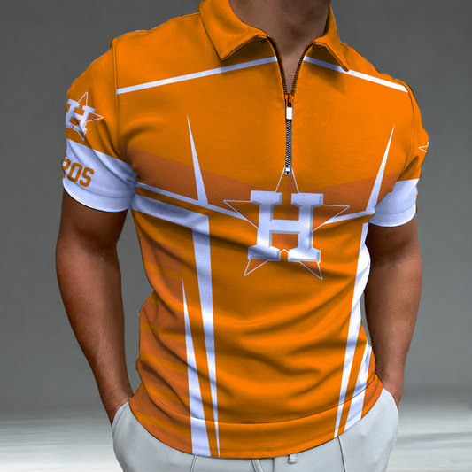 [FLASH SALE] NEW CUSTOMIZED MLB10 HAS HOUSTON ASTROS ZIP POLO SHIRT