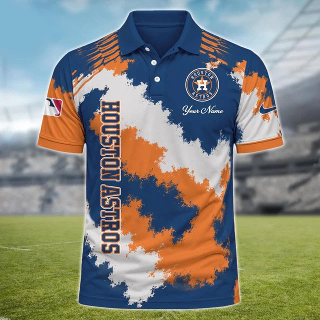 [FLASH SALE] NEW CUSTOMIZED MLB10 HAS HOUSTON ASTROS MULTICOLOR POLO SHIRT