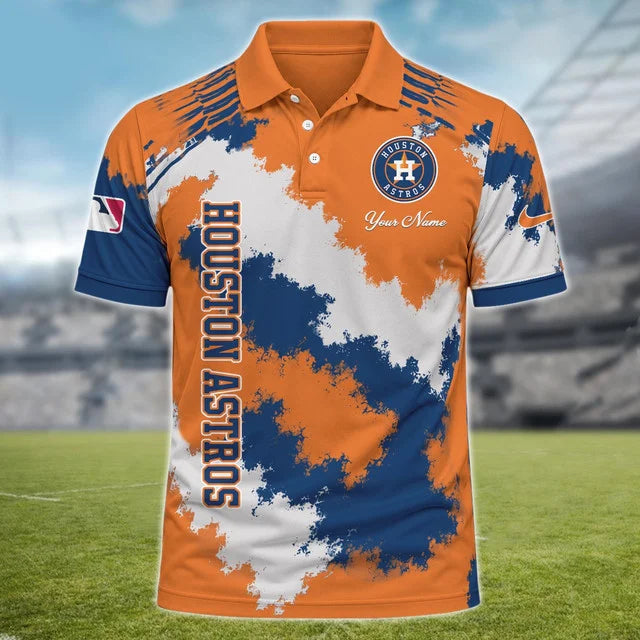 [FLASH SALE] NEW CUSTOMIZED MLB10 HAS HOUSTON ASTROS MULTICOLOR POLO SHIRT