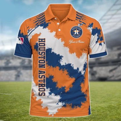 [FLASH SALE] NEW CUSTOMIZED MLB10 HAS HOUSTON ASTROS MULTICOLOR POLO SHIRT