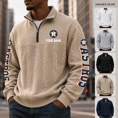 [FLASH SALE] NEW CUSTOMIZED MLB10 HAS HOUSTON ASTROS MULTICOLOR QUARTER-ZIP SWEATSHIRT