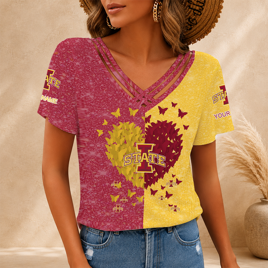 [FAN FAVORITE] NEW CUSTOMIZED NCAA MAM10 ISC IOWA STATE CYCLONES V-NECK SHIRT