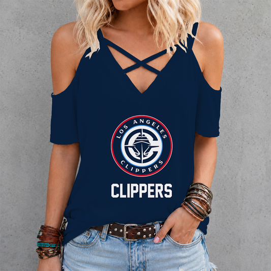 [HOT DEAL] NEW CUSTOMIZED NBA10 LCL LOS ANGELES CLIPPERS CRISS CROSS V-NECK TOP