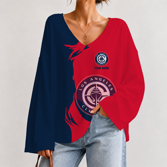 [HOT DEAL] NEW CUSTOMIZED NBA10 LCL LOS ANGELES CLIPPERS V-NECK LONG SLEEVED CROP TOP