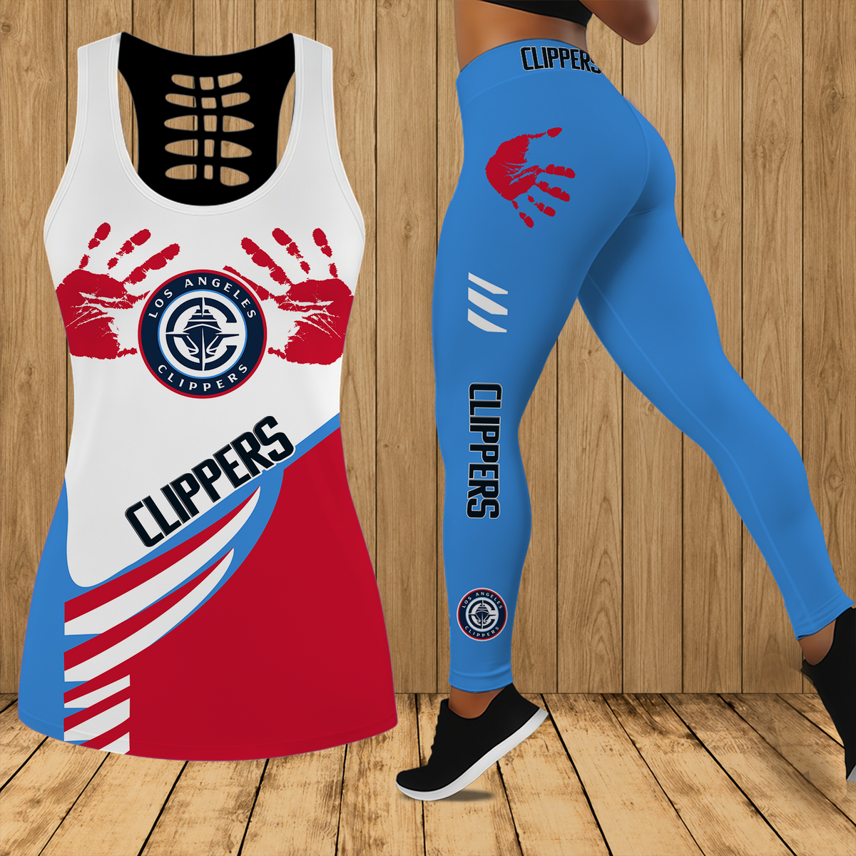 [HOT DEAL] NEW CUSTOMIZED NBA10 LCL LOS ANGELES CLIPPERS HOLLOW TANK TOP & LEGGINGS SET