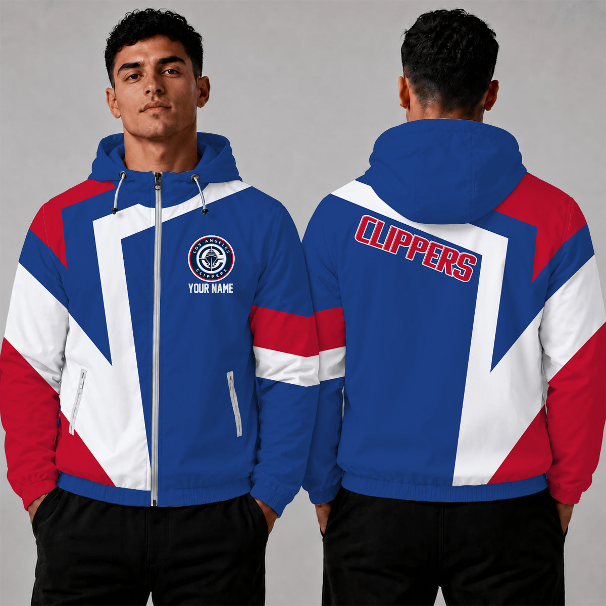 [HOT DEAL] NEW CUSTOMIZED NBA10 LCL LOS ANGELES CLIPPERS WINDBREAKER JACKET