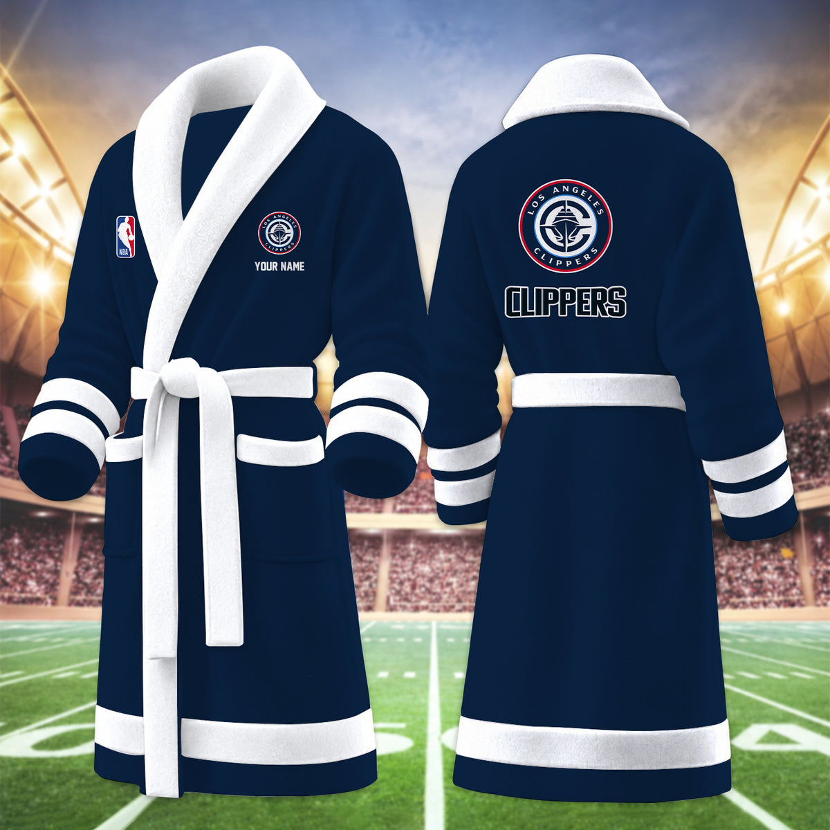 [HOT DEAL] NEW CUSTOMIZED NBA10 LCL LOS ANGELES CLIPPERS MULTICOLOR FLEECE BATHROBE