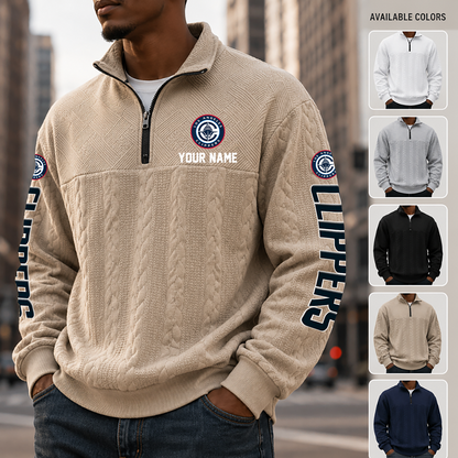 [HOT DEAL] NEW CUSTOMIZED NBA10 LCL LOS ANGELES CLIPPERS MULTICOLOR QUARTER-ZIP SWEATSHIRT
