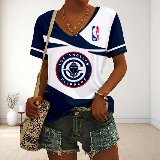 [HOT DEAL] NEW CUSTOMIZED NBA10 LCL LOS ANGELES CLIPPERS V-NECK FEMALE SHIRT
