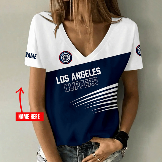 [HOT DEAL] NEW CUSTOMIZED NBA10 LCL LOS ANGELES CLIPPERS V-NECK FEMALE SHIRT
