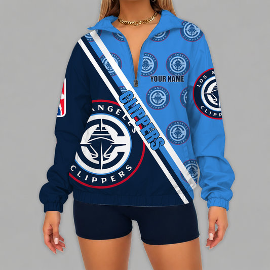 [HOT DEAL] NEW CUSTOMIZED NBA10 LCL LOS ANGELES CLIPPERS V-NECK ZIPPER SWEATSHIRT JACKET