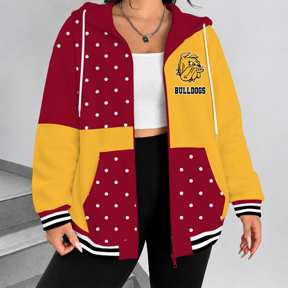 [FAN FAVORITE] NEW CUSTOMIZED NCAA MFF10 MDB MINNESOTA DULUTH BULLDOGS STRAPPY ZIP HOODIE