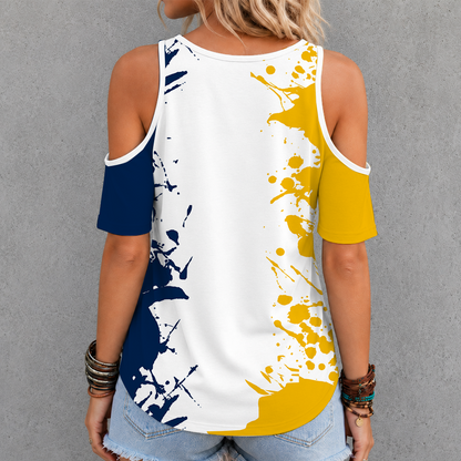 [FAN FAVORITE] NEW CUSTOMIZED NCAA CFH10 MIW MICHIGAN WOLVERINES CRISS CROSS V-NECK TOP