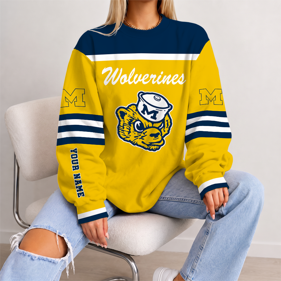[FAN FAVORITE] NEW CUSTOMIZED NCAA CFH10 MIW MICHIGAN WOLVERINES UNISEX SWEATSHIRT