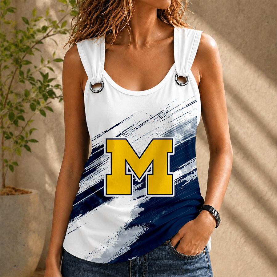 [FAN FAVORITE] NEW CUSTOMIZED NCAA CFH10 MIW MICHIGAN WOLVERINES O-RING SHOULDER TANK TOP