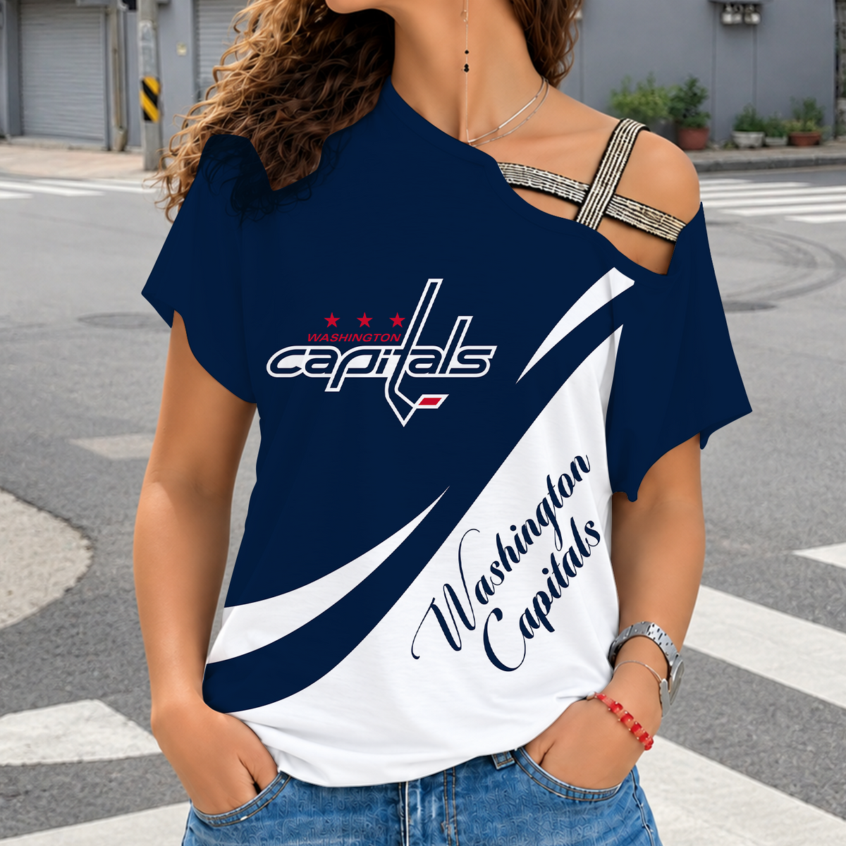 [SUPER SALE] NEW CUSTOMIZED NHL10 WCP WASHINGTON CAPITALS SHOULDER SHIRT