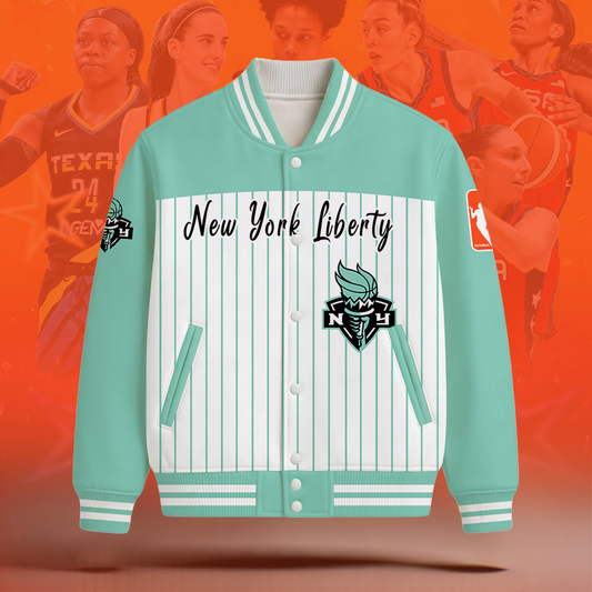 [FAN FAVORITE] NEW CUSTOMIZED WNBA10 NYL NEW YORK LIBERTY BASEBALL JACKET