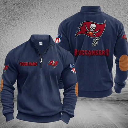 [SPECIAL OFFER] NEW CUSTOMIZED NFL10 TBB TAMPA BAY BUCCANEERS MULTICOLOR STRIPED QUATER ZIP SWEATSHIRT