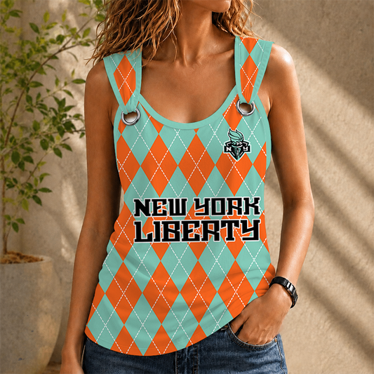 [FAN FAVORITE] NEW CUSTOMIZED WNBA10 NYL NEW YORK LIBERTY O-RING SHOULDER TANK TOP