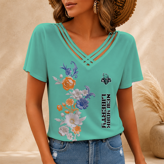 [FAN FAVORITE] NEW CUSTOMIZED WNBA10 NYL NEW YORK LIBERTY V-NECK SHIRT