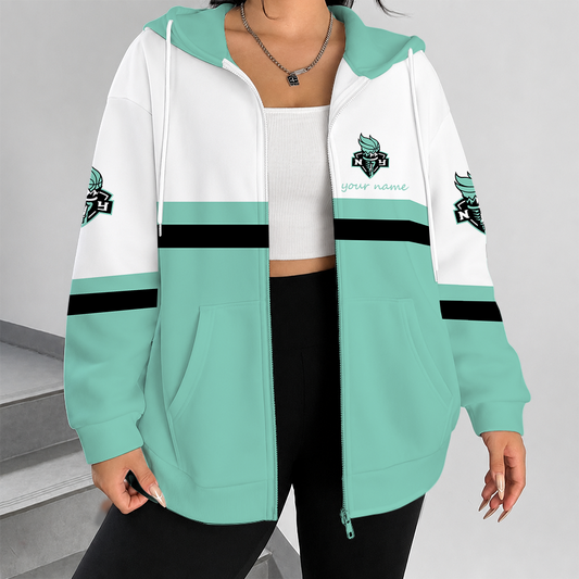 [FAN FAVORITE] NEW CUSTOMIZED WNBA10 NYL NEW YORK LIBERTY ZIP HOODIE