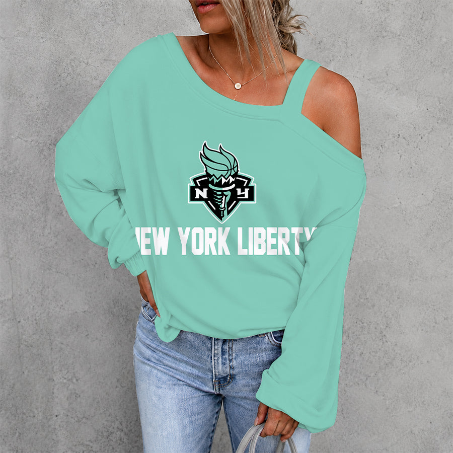 [FAN FAVORITE] NEW CUSTOMIZED WNBA10 NYL NEW YORK LIBERTY WOMEN'S OFF-SHOULDER LONG SLEEVE SHIRT