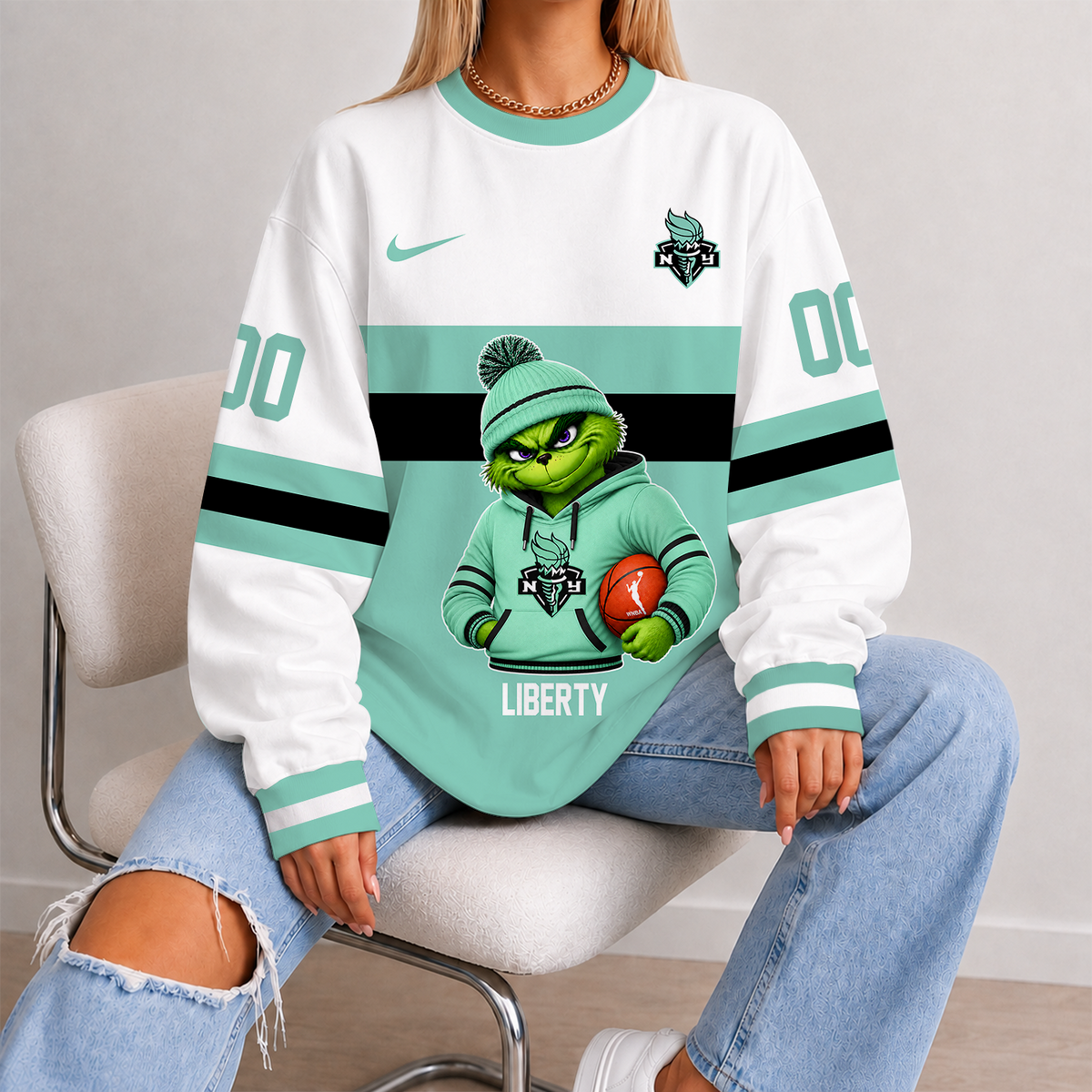 [FAN FAVORITE] NEW CUSTOMIZED WNBA10 NYL NEW YORK LIBERTY UNISEX SWEATSHIRT